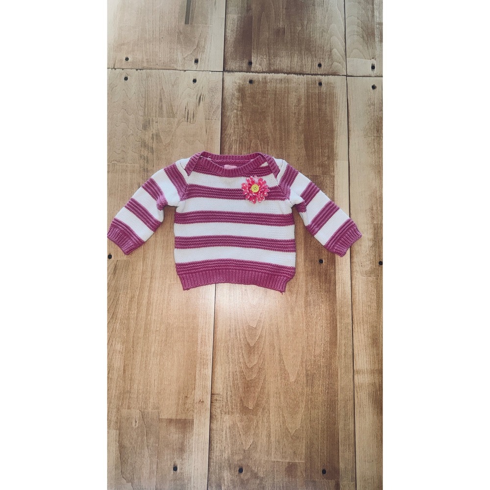 The Children's Place Baby‎ Girl Sweater 9 12 Months Pink White Stripe
